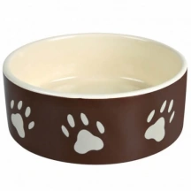 Trixie (Тріксі) Миска для собак керамічна, 0,8 л /16 см, коричнева з лапками img