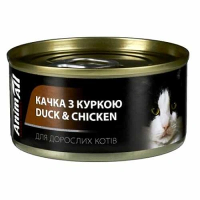 AnimAll (ЕнімАлл) Cat Adult Duck & Chicken Паштет з качки зі смужками курки для дорослих котів і кішок