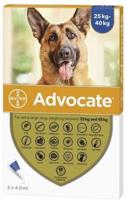 Advocate (Адвокат) Краплі на холку від бліх, вошей, кліщів та гельмінтів для собак 25-40 кг 1 шт