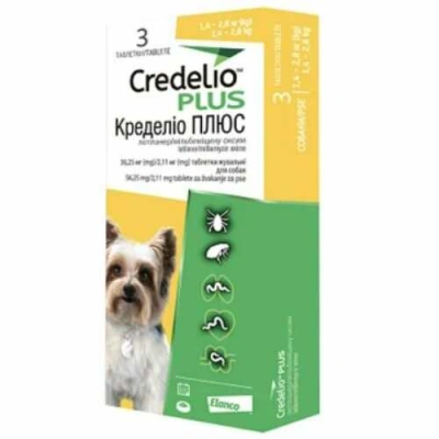 Credelio Plus (Кределіо Плюс), 3 таблетки, Таблетки від паразитів для собак мініатюрних порід вагою 1,4 -2,8 кг