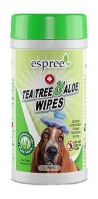 Espree (Еспрі) Tea Tree&Aloe Wipes Вологі серветки для тварин, з алое вера та олією чайного дерева