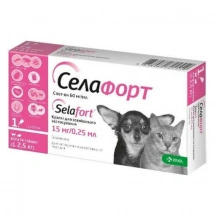 Selafort (Селафорт) Краплі на холку від глистів, бліх, вошей і кліщів для котів і собак до 2,5 кг img