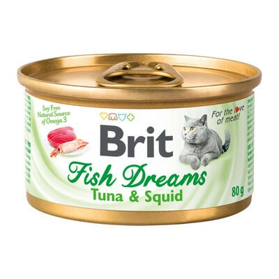 Brit (Брит) Fish Dreams Консерви для котів з тунцем і кальмаром в бульйоні