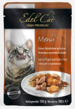 Edel Cat (Едель Кет) Консервований корм для котів та кішок з птахом та кроликом у желе