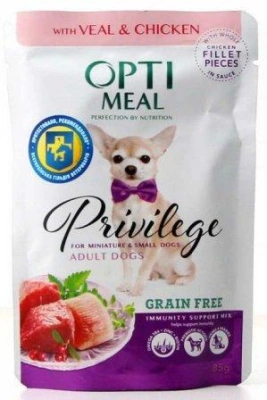 Вологий корм для собак OPTIMEAL з телятиною і куркою в желе 85 гр