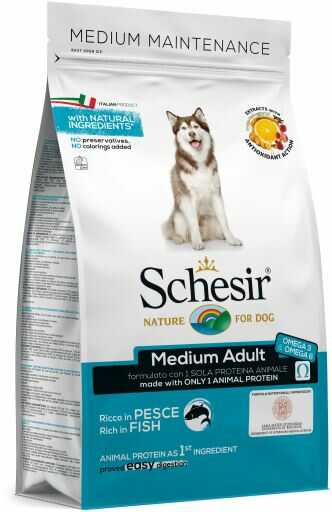 Сухой монопротеиновый корм Schesir для взрослых собак средних пород