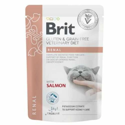 Brit Veterinary Diet (Бріт Ветерінарі Дієт) Renal Cat Беззернова ветеринарна волога дієта з лососем для котів і кішок з нирковою недостатністю