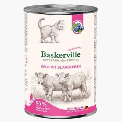 Baskerville (Баскервіль) Holistic Kitten Veal & Bilberry Беззернові консерви з телятиною та чорницею для кошенят
