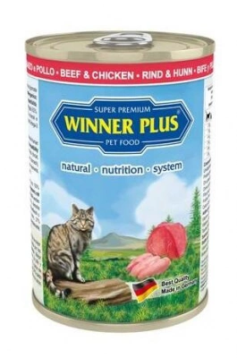 Winner Plus (Віннер Плюс) Super Premium Cat Beef & Chicken Консерви для котів і кішок з яловичиною та куркою 395 гр