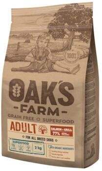 Oaks Farm (Оакс Фарм) Grain Free Adult All Breed Dogs Salmon & Krill Сухий беззерновий корм для дорослих собак з лососем і крилем