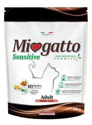 Morando (Морандо) Miogatto Sensitive Monoprotein Adult Salmon Сухий монопротеїновий корм з лососем для котів та кішок з чутливим травленням