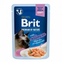 Brit Premium (Бріт Преміум) Cat Sterilised Delicate Fillets in Gravy Salmon Вологий корм з лососем у соусі для стерилізованих котів і кішок img