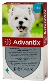 Advantix (Адвантікс) Краплі від бліх та кліщів для собак 4-10 кг, 4 шт