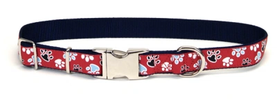 Coastal (Костал) Pet Attire Ribbon Нейлоновый ошейник для собак, 1,6 см/30 см, красный с лапками