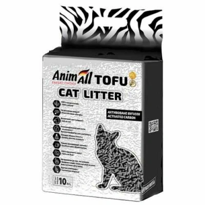 AnimAll (ЕнімАлл) Tofu Cat Litter Activated Carbon 10 л Соєвий наповнювач з активованим вугіллям для котячого туалету