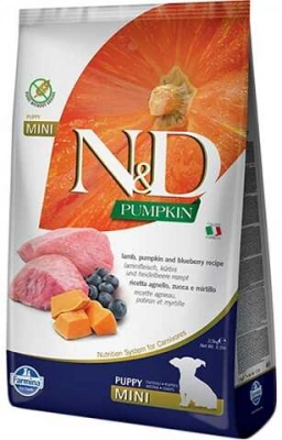 Farmina (Фарміна) N&D Pumpkin Grain Free Puppy Mini Lamb & Blueberry Беззерновий сухий корм з ягням, гарбузом і чорницею для цуценят дрібних порід