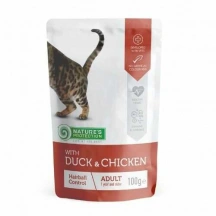 Natures Protection (Натур Протекшн) Cat Adult Hairball Duck & Chicken Вологий корм з качкою і куркою для виведення грудок шерсті у дорослих котів і кішок img