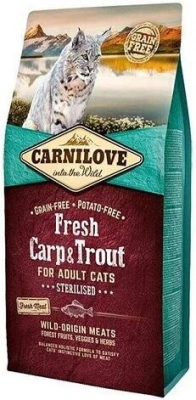 ВИВОДИТЬСЯ З АСОРТИМЕНТУ Carnilove (Карнілав) Cat Fresh Carp & Trout Sterilised Беззерновий корм для стерилізованих котів і кішок з коропом і фореллю