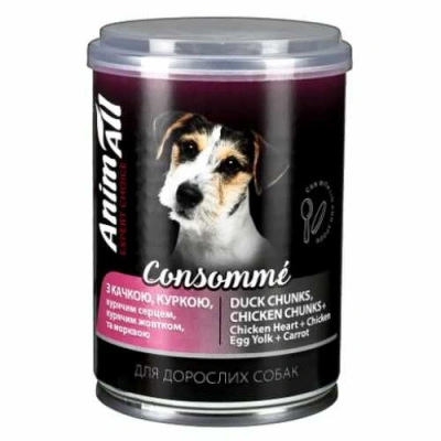 AnimAll (ЕнімАлл) Consome Dog Adult Duck & Chicken Chunks, Heart, Yolk Вологий корм з качкой, куркой, курячим сердцем та курячимм жовтком для дорослих собак