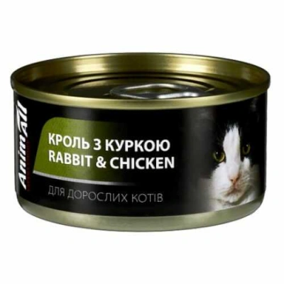 AnimAll (ЕнімАлл) Cat Adult Rabbit & Chicken Паштет з кролика зі смужками курки для дорослих котів і кішок