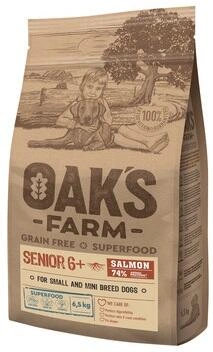 Oaks Farm (Оакс Фарм) Grain Free Adult 6+ Small & Mini Breed Dogs Salmon Сухий беззерновий корм для собак дрібних порід старше 6 років з лососем