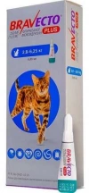 Bravecto Plus (Бравекто Плюс) Протипаразитарні краплі на холку від бліх, кліщів і глистів для котів та кішок 2,8-6,25 кг img