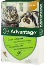Advantage (Адвантейдж) Bayer 40 Краплі від бліх для котів та кошенят до 4 кг
