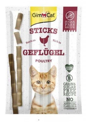 GimCat (ДжимКет) Sticks Poultry Беззернові ласощі для кішок, палички з домашньою птицею