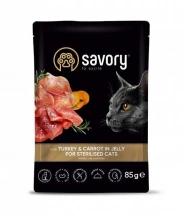 Savory (Сейворі) Вологий корм з індичкою та морквою в желе для стерилізованих котів та кішок img