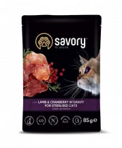 Savory (Сейворі) Вологий корм з ягням та журавлиною у соусі для стерилізованих котів та кішок img