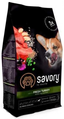 Savory (Сейворі) All Breed Sterilised Fresh Turkey Сухий корм зі свіжого м'яса індички для стерилізованих собак