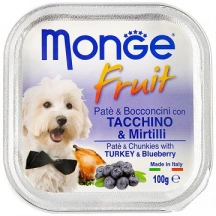 Monge (Монж) Dog Fruit Консерви для собак паштет з індичкою та чорницею img