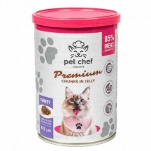Pet Chef (Пет Шеф) Cat Adult Chunks in Jelly Turkey Вологий корм з індичкою в желе для дорослих котів і кішок img