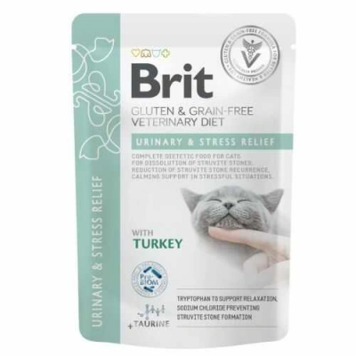 Brit Veterinary Diet (Бріт Ветерінарі Дієт) Urinary & Stress Relief Cat Беззернова ветеринарна волога дієта з індичкою для котів і кішок з сечокам'яною хворобою