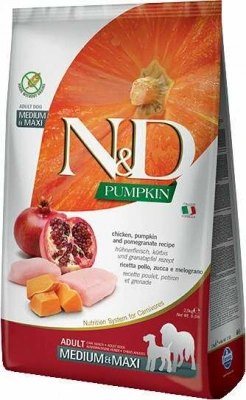 Farmina (Фарміна) N&D Pumpkin Grain Free Dog Adult Medium & Maxi Chicken & Pomegranate Беззерновий сухий корм з куркою, гарбузом і гранатом для дорослих собак середніх і великих порід