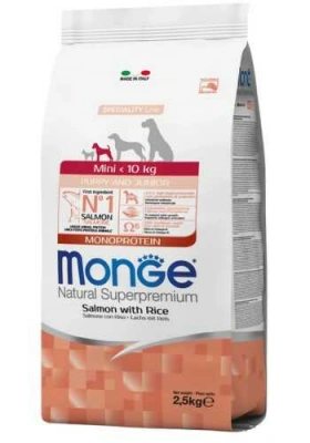 Monge (Монж) Dog Mini Puppy & Junior Monoprotein Salmon Сухий корм з лососем і рисом для цуценят і юніорів дрібних порід