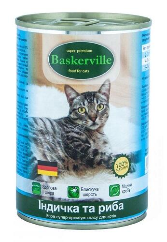 Baskerville (Баскервиль) Консервы для кошек с индейкой и рыбой original1