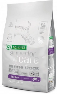 Natures Protection (Натур Протекшн) Superior Care White Dog Grain Free Junior Salmon All Breeds Беззерновий корм для цуценят всіх порід з білою шерстю з лососем