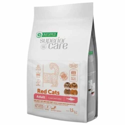Natures Protection (Натур Протекшн) Superior Care Red Cats Adult All Breeds Grain Free Herring Беззерновий сухий корм з оселедцем для котів і кішок з рудою і коричневою шерстю