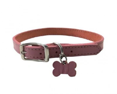 Coastal (Костал) Circle-T Fashion Гламурный кожаный ошейник для собак, розовый 1,6 см/40 см