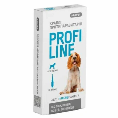 ProVET Profiline (ПроВет Профілайн) 1 піпетка Краплі на холку від бліх, кліщів, вошей, волосоїдів для собак 4-10 кг