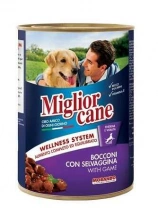 Migliorcane (Мігліор Кане) Консервований корм зі шматочками дичиною для дорослих собак