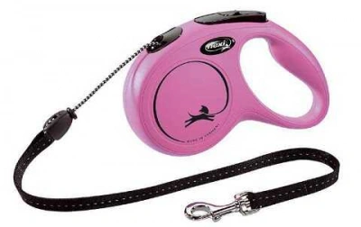 Flexi (Флексі) New Classic M Повідець-рулетка для собак середніх порід з вагою до 20 кг, трос, 5 м, рожевий