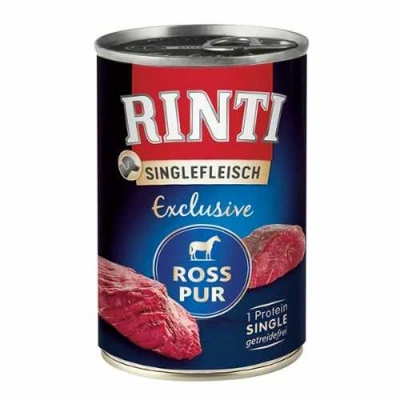 Rinti (Рінті) Singlefleisch Exclusive Dog Adult Horse Монопротеїновий вологий корм без злаків з кониною для дорослих собак різних порід