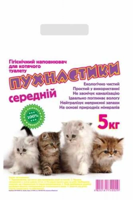 Пухнастики Наповнювач для котячого туалету дерев'яний 5 кг