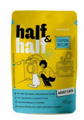 Half & Half (Халф енд Халф) Cat Adult pouch Вологий корм з лососем у желе для дорослих котів і кішок