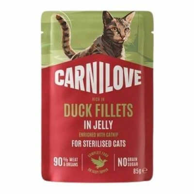 Carnilove (Карнілав) Cat Adult Sterilised Jelly Duck & Catnip Вологий корм з качкою і котячою м'ятою в желе для кастрованих котів і кішок