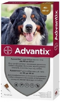 Advantix (Адвантикс) Капли от блох и клещей для собак 40-60 кг 4 шт