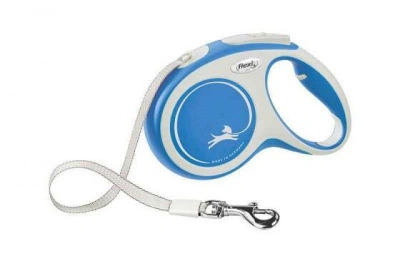 Flexi (Флексі) New Comfort S Повідець-рулетка для собак з вагою до 15 кг, стрічка, 5 м, синій