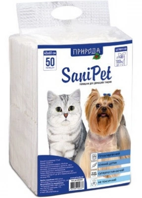 Природа Sani Pet Абсорбуючі пелюшки для собак та котів 60х45 см, 50 шт